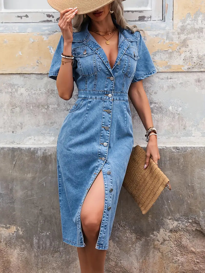 Elina Jeansdress i Figursydd Passform