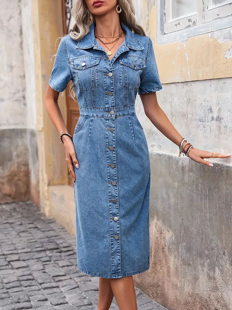 Elina Jeansdress i Figursydd Passform