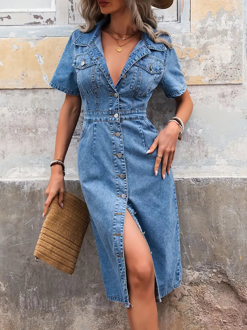 Elina Jeansdress i Figursydd Passform