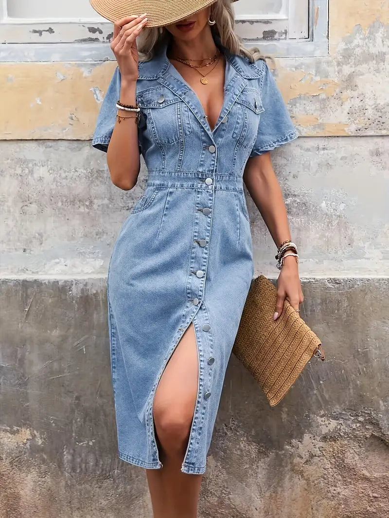 Elina Jeansdress i Figursydd Passform