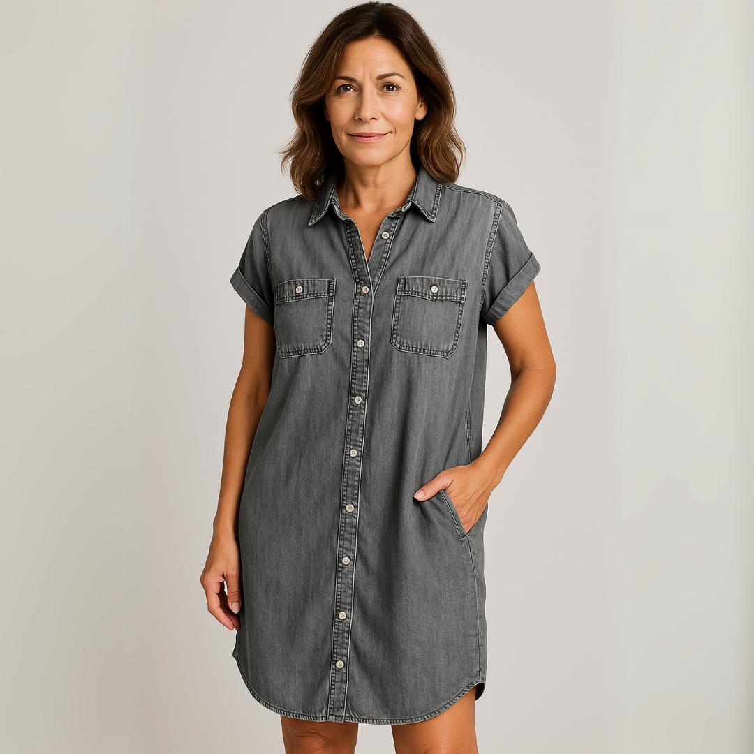 Elvira Mjuk Denimklänning