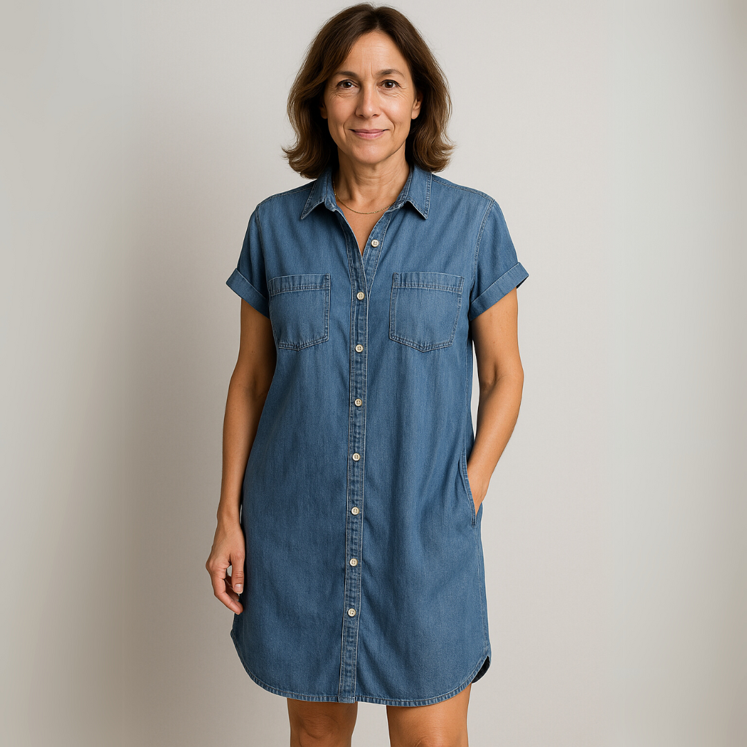 Elvira Mjuk Denimklänning