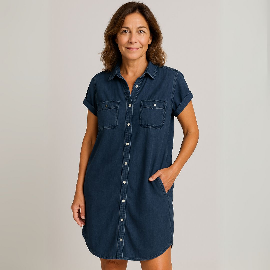Elvira Mjuk Denimklänning