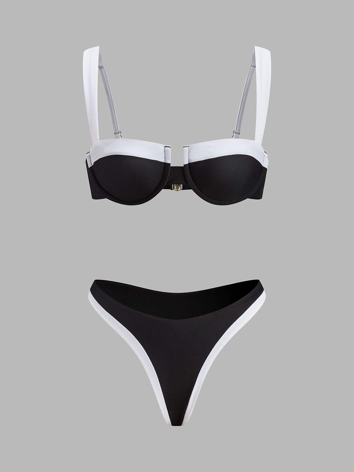Contrast Trim Cutout Bikini Set