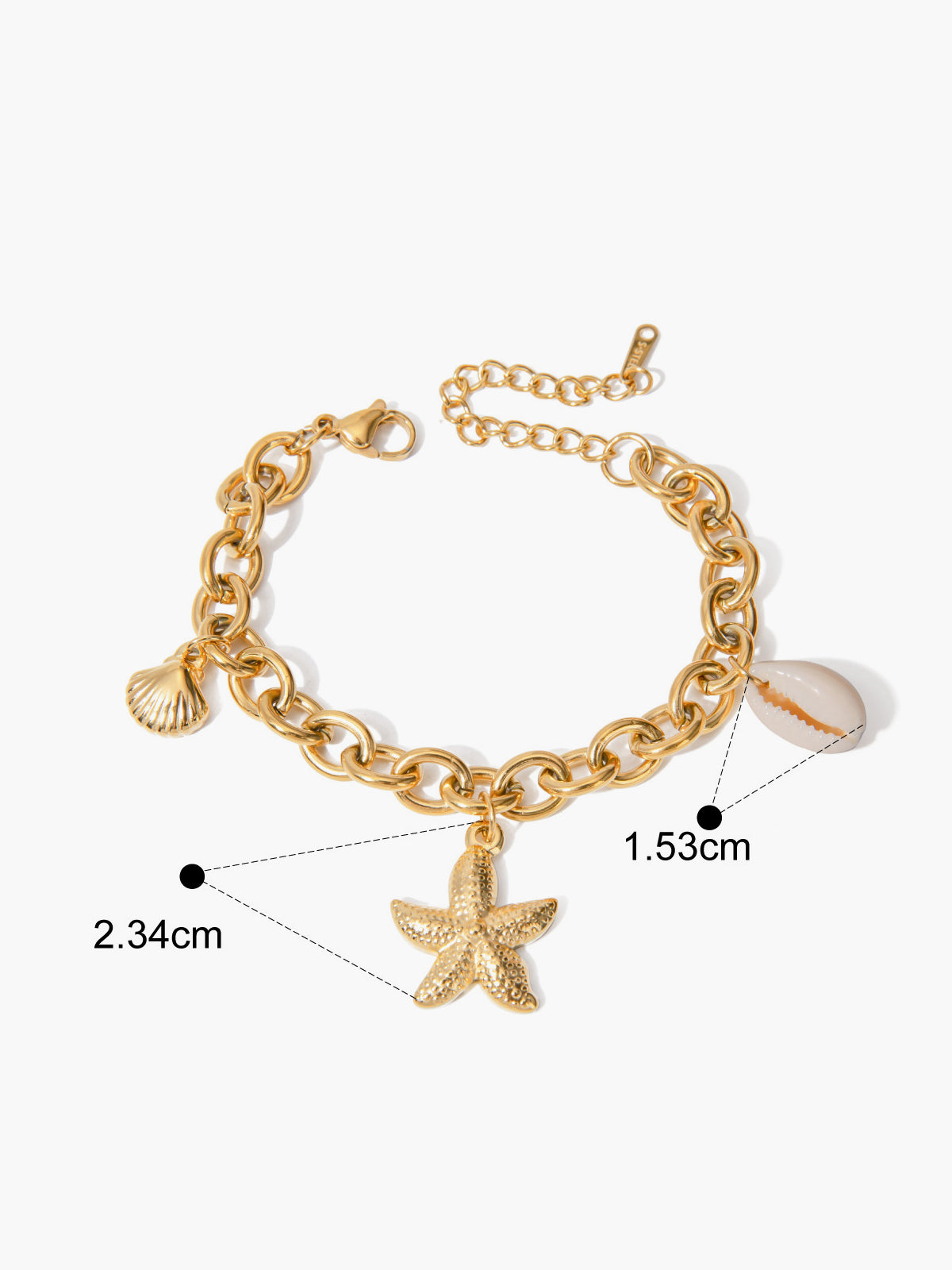 Gold Chain Seashell Charm Bracelet