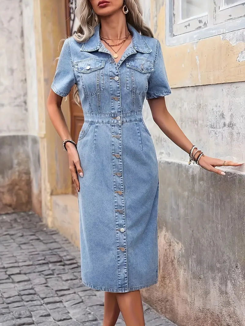 Elina Jeansdress i Figursydd Passform