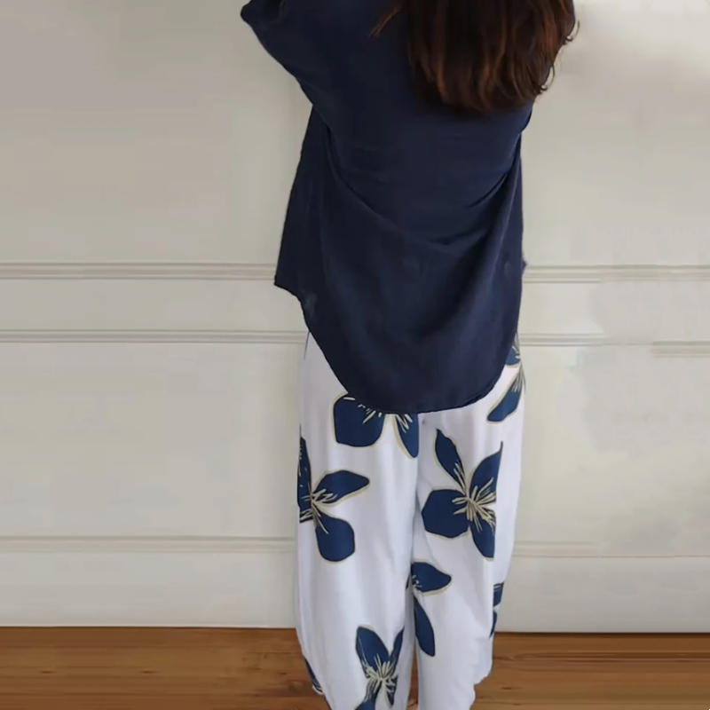 Women’s Printed Top & Floral Pants Set