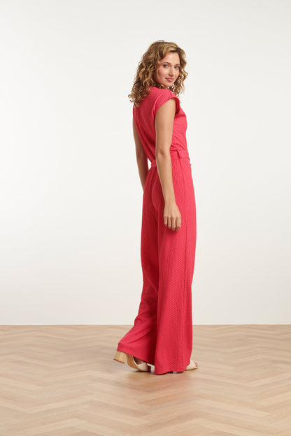 25116  Stretchy Crinkle Jumpsuit | Pink