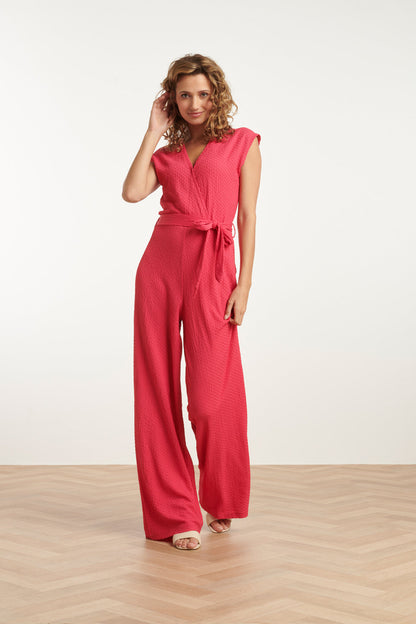 25116  Stretchy Crinkle Jumpsuit | Pink