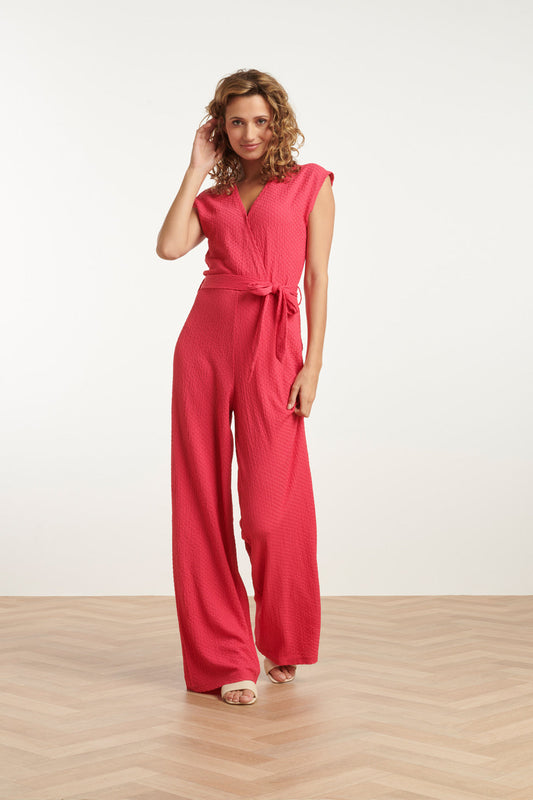 25116  Stretchy Crinkle Jumpsuit | Pink