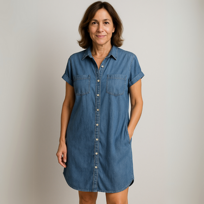 Elvira Mjuk Denimklänning