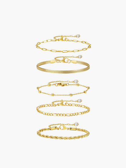 5pcs Geometric Golden Chain Bracelet