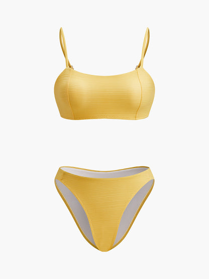 Textured Scoop Neck Bikini Set