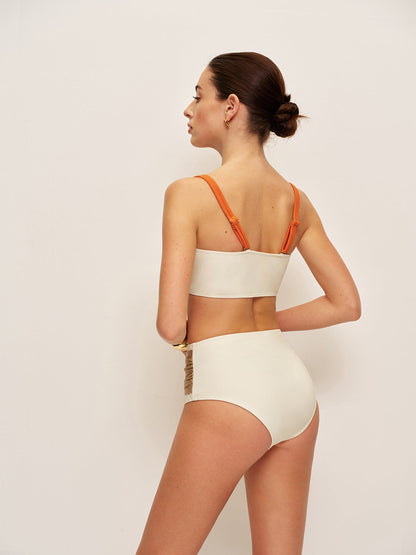 Embellished Color Block Retro Bikini Set