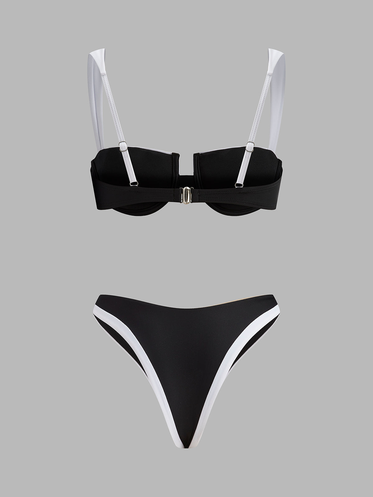 Contrast Trim Cutout Bikini Set