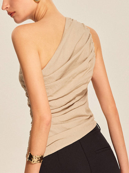 Ruched Side One-Shoulder Top