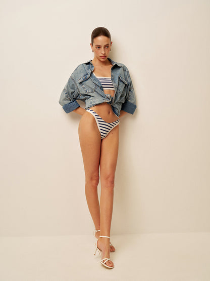 Nautical Stripe High-Cut Bikini