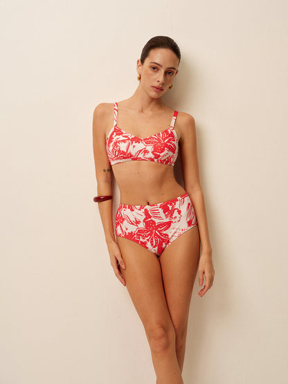 Tropical Print Metal Clasp Bikini Set