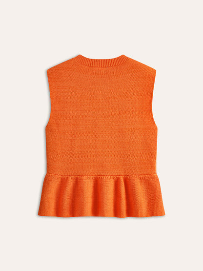 Sleeveless Ruffle Hem Sweater Vest
