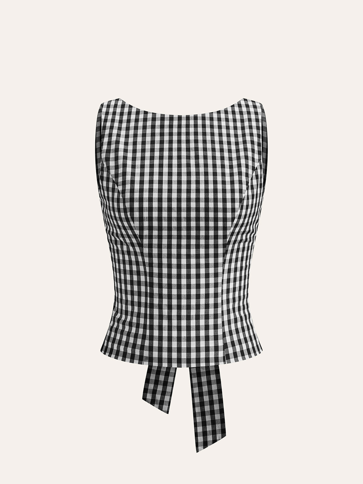Checkerboard Bow Back Crop Top