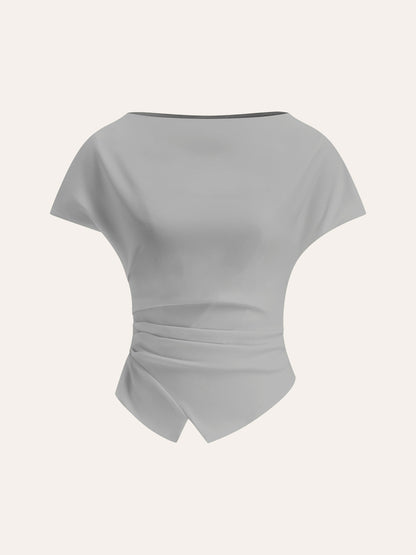 Asymmetric Hem Ruched T-Shirt