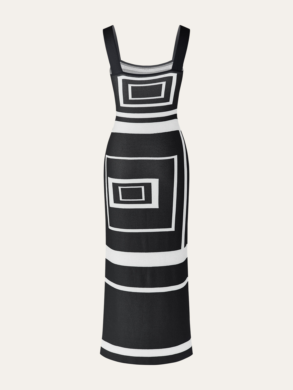 Geometrical Panel Square Neck Sweater Dress