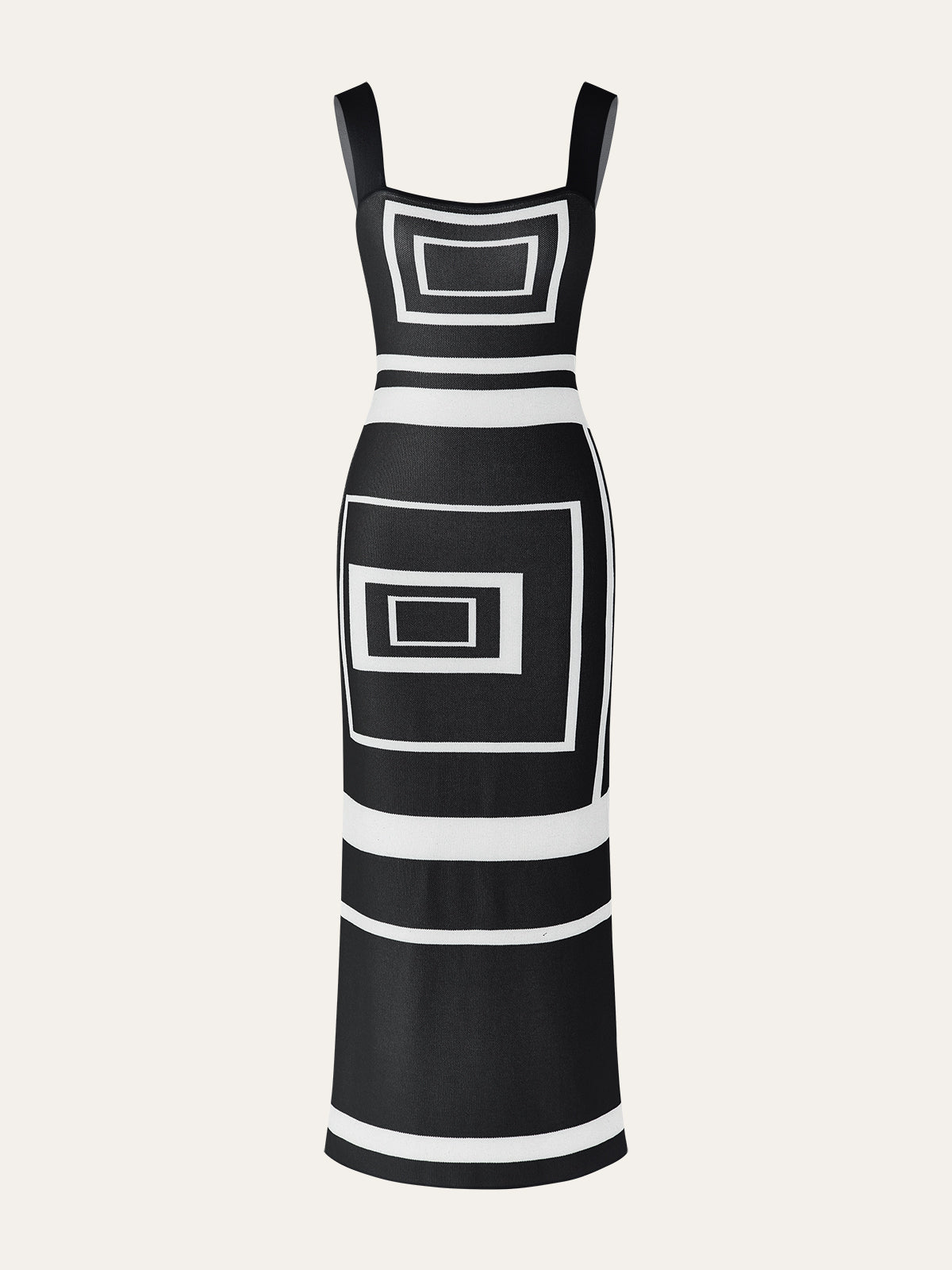 Geometrical Panel Square Neck Sweater Dress