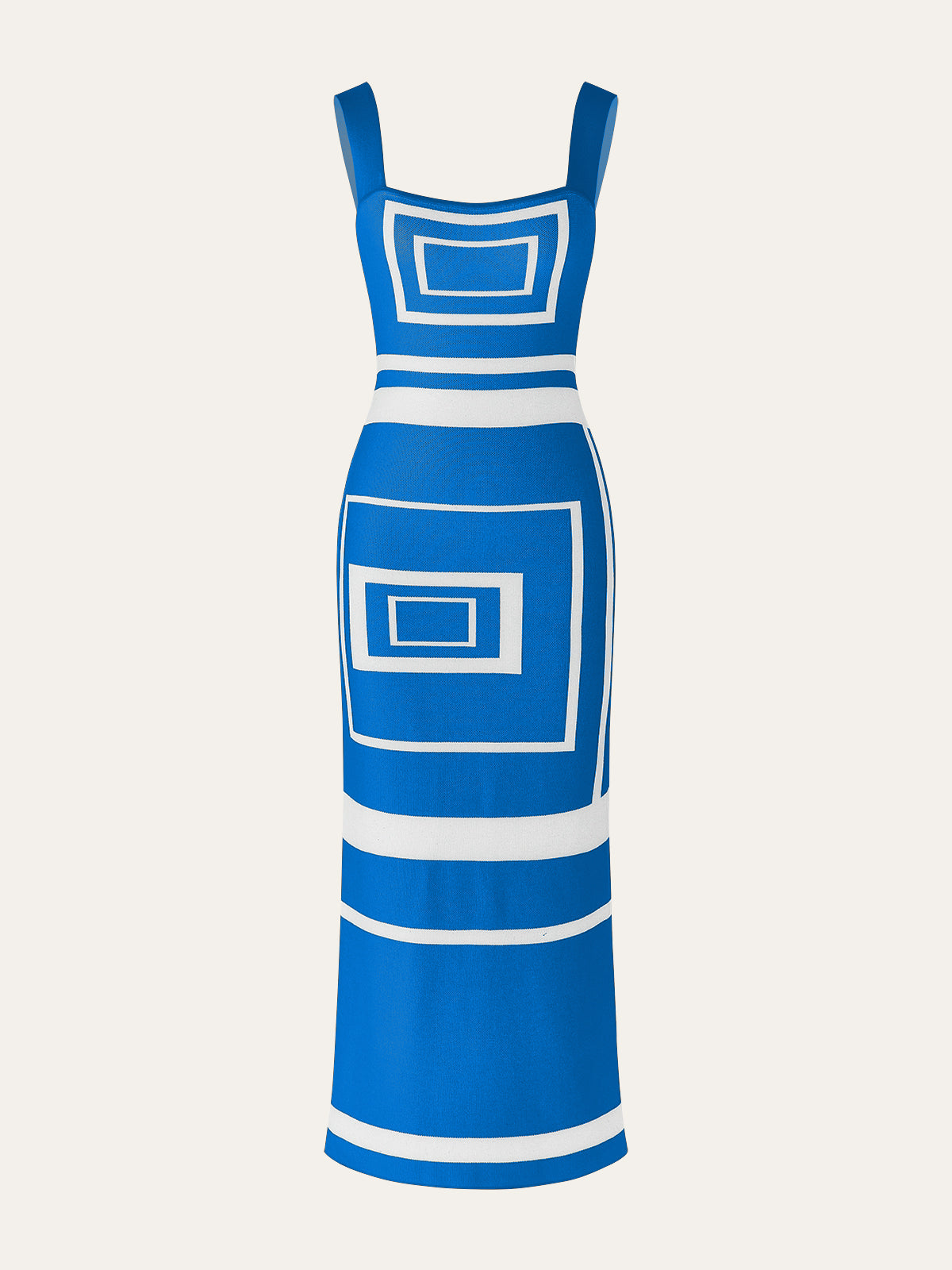 Geometrical Panel Square Neck Sweater Dress