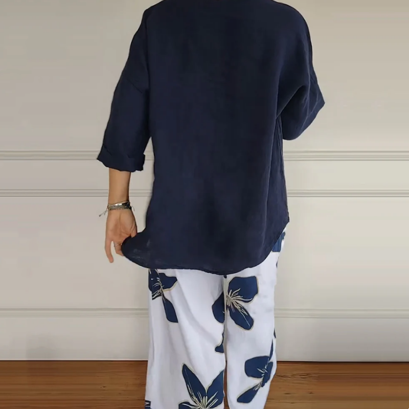 Women’s Printed Top & Floral Pants Set